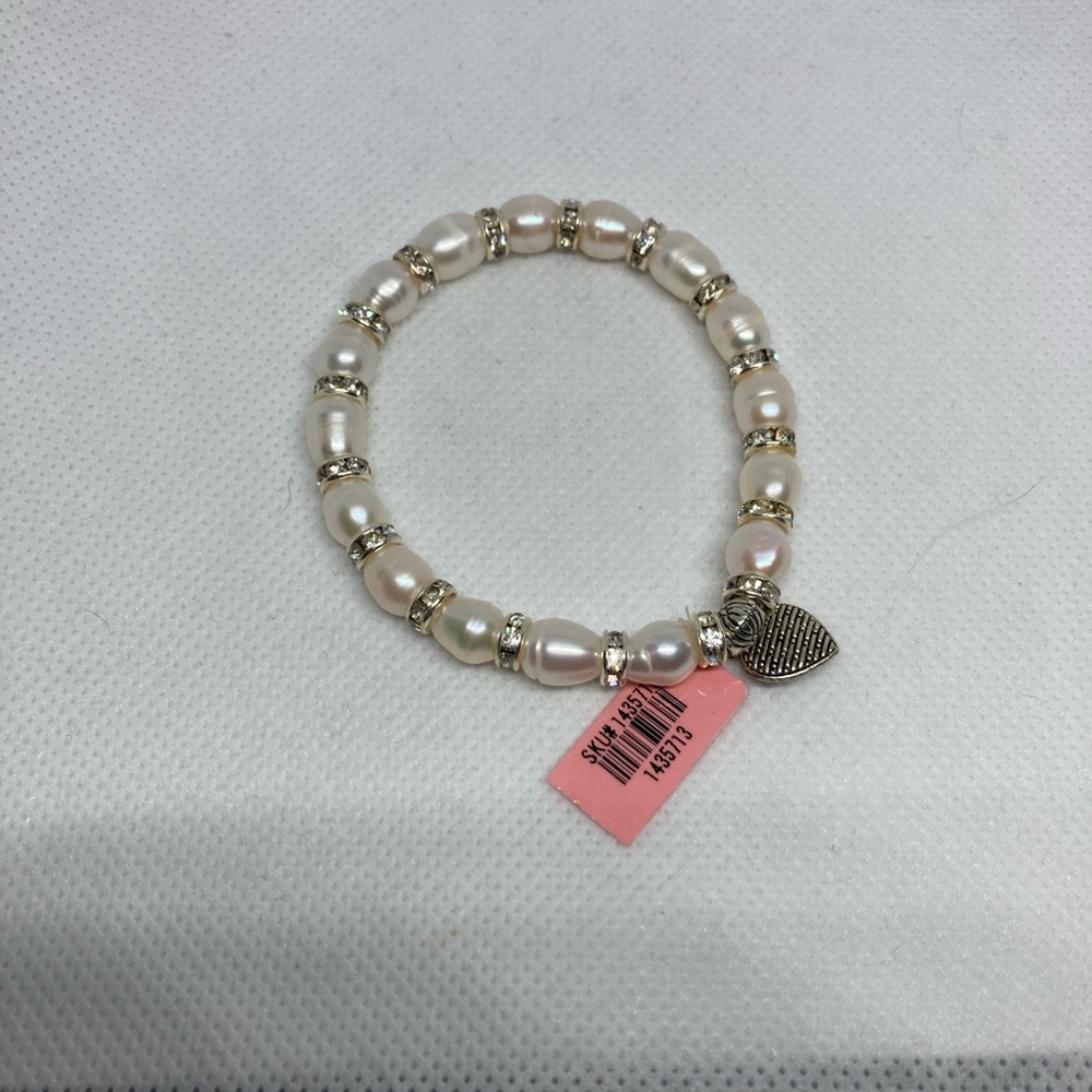 NWT Fresh Water Off White Colored Pearls with Australian & Crystal Bracelet